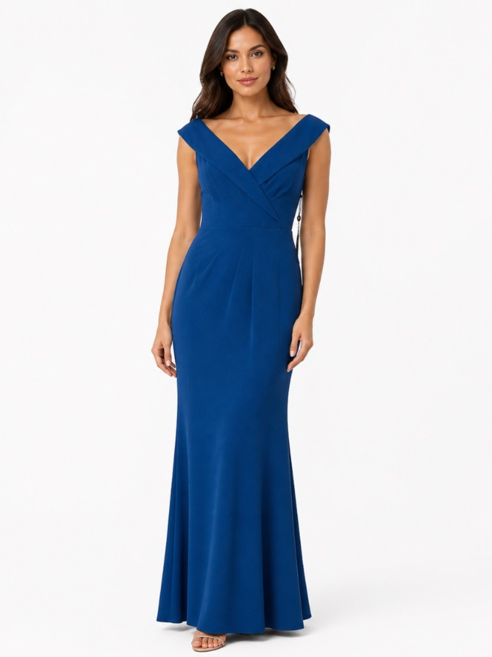 Adrianna Papell -  Crepe Draped Collared‎ Gown
